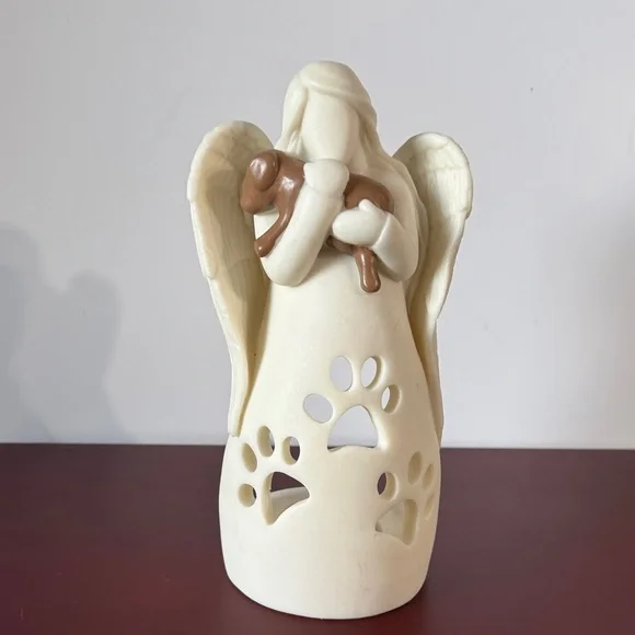 OakiWay-Dog Memorial Angel Tea Light Candle Holder Statue Bereavement Pet - Picture 1 of 6